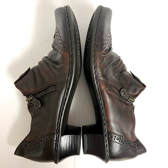 Reiker Louise 80 Leather Ruching Antique Heeled Oxford Shoe Brown Teak Sz 39 - Picture 8 of 16